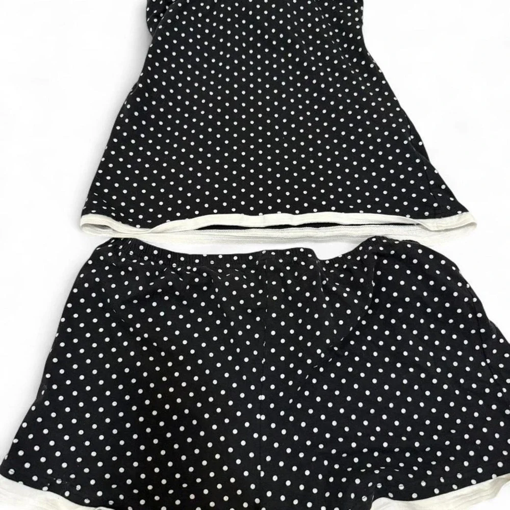 Y2K style Black and white polka dot pajama‎ set